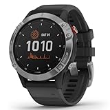 Garmin fenix 6 Solar – GPS-Multisport-Smartwatch mit -Ladefunktion für bis zu 16 Tage Akku. 1,3“ Display und viele vorinstallierte Sport-Apps, sehr robust, wasserdicht bis 10 ATM, Silber/Schwarz