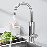 HOMELODY Elektrischer Wasserhahn mit Durchlauferhitzer 230V,Wasserhahn Küche Durchlauferhitzer Küche LED Elektrischer Wasserhahn Edelstahl,360° Swivel Warmwasserboiler Küchenarmatur Camping Wasserhahn