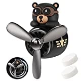 URAQT Auto Diffuser,Cartoon Bär Pilot Auto Lufterfrischer Automotive Air Outlet Lüfterfrischer Vent Clips Auto Innendekorationszubehör Auto Parfüm Diffusor Mit 2 x Aromatherapie Tabletten Schwarz