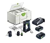 Festool – Akku-Bohrschrauber CXS 18 C 3,0-Set mit Akkupacks + Schnellladegerät + Magnet-Bithalter + Werkzeugfutter + Winkelvorsatz + Schnellspannbohrfutter + Bitkassette + Bit + Gürtelclip + Systainer