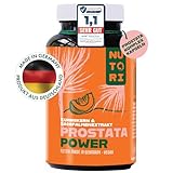 NUTORI - Prostata Kapseln hochdosiert - Kürbiskern- & Sägepalmenextrakt - 120 Kapseln mit Vitamin E, Zink, Selen und Brennnesselwurzelextrakt - 700 mg Kürbiskernextrakt - Vegan - Made in Germany