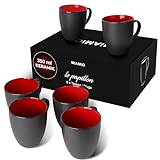 MIAMIO - 6 x 350 ml Kaffeetassen/Kaffeebecher Set - Tassen Set 6er Modern - Le Papillon Kollektion (Rot)