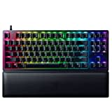 Razer Huntsman V2 TKL Tenkeyless-Gaming-Tastatur: Schnellste Tastatur-Switches überhaupt - Linear optische Schalter - Doubleshot PBT Keycaps - Ergonomische Handballenauflage - Classic Black, Keyboard