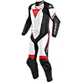 Dainese Lederkombi Laguna Seca 4 2Pcs, schwarz-matt/weiß/fluo-rot, Größe 50