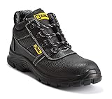 BLACK HAMMER Sicherheitsstiefel Herren Wasserdicht S3 SRC Stahlkappe Arbeitsschuhe Knöchelhoch Leder Sicherheitsschuhe Schwarz Leicht 1007 (44 EU)