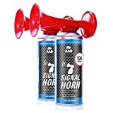 2x AAB Signal Horn, 106 dB(A) Bis Zu 120 Kurze Pieptöne Mit Nicht Brennbarem Gas, Gashorn, Presslufthupe, Stadionhupe, Air Horn Extrem Laut, vuvuzela, Fussball Trompete, Gasdruckfanfare, Airhorn