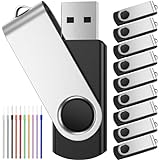 USB Stick 1GB 10 Stück Memory Sticks Einklappbarer USB Flash Laufwerke 1 GB USB 2.0 Speicher Sticks Schwarz Pendrive Datenablage Flash Drive mit Handgelenkseile für Kinder by FEBNISCTE