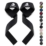 Fitgriff® Zughilfen (gepolstert) für Krafttraining, Bodybuilding, Fitness - Kreuzheben Gurte - Lifting Straps - für Frauen und Männer (Black Original)