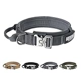 EXCELLENT ELITE SPANKER Taktisches Hundehalsband Verstellbares militärisches Hundehalsband Nylon-Trainingshalsband Heavy Duty Hundehalsband mit Griff(Gry-M)