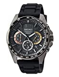 Seiko Herren-Uhr Quarz Edelstahl mit Silikonband SSB349P1, Schwarz