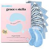 Grace & Stella - Augenpads Gegen Augenringe, Eye Pads Reduzieren Dunkle Augenringe, Augenpads Gegen Tränensäcke und Falten, Kühlende und Erfrischende Augen Pads Masken, Gel-Eyepads [24 Paare, Blau]