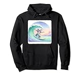 Surfing Koala On Wave Surfboard Surfer Serene Playful Fun Pullover Hoodie