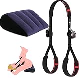 Sex Toys Position Kissen mit Sex Leder Bondage Strap, Sex Ramp Möbel für Paar tiefe Position Unterstützung, Sex Harness Oberschenkel Restraint Einstellbare Sling Fesseln für Frauen Männer