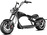 E-Chopper X9, 45 km/h, Elektroroller mit Straßenzulassung, E-Roller, Elektro Roller M1P, 3000 Watt, 60V/30Ah Lithium-Akku, 75 km Reichweiter, E-Roller, Elektro Chopper schwarz