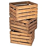 LAUBLUST Alte Vintage Holzkisten 3er Set - ca. 50x40x30cm, Natur | Gebrauchte Weinkisten & Obstkisten - Deko & Möbelbau