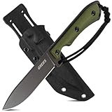 GREIFS® Outdoor-Messer Apex Flat aus D2 Stahl mit Kydex Holster, edles Survival Messer für die Bushcraft Ausrüstung, Jagdmesser, Schnitzmesser, Fahrtenmesser (grün)