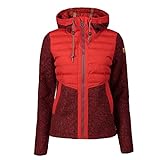 Torstai Jacke Damen mit Kapuze Warmer Midlayer-Hoodie aus dickem Strickgewebe, Farbe:Rot, Größe:XS