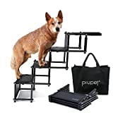 PiuPet® Hundetreppe I Bis 80 kg belastbar I Hunderampe Auto klappbar I Für alle Fahrzeuge nutzbar I Hundetreppe Auto I Einstiegshilfe Hund Auto I Rampe Hund I Treppen & Stufen Für Hunde