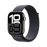 Apple Watch Series 10 (GPS 46 mm) Smartwatch mit Aluminiumgehäuse in Diamantschwarz und Sport Loop in Tinte (One Size). Fitnesstracker, EKG App, Always-On Retina Display, CO₂ neutral