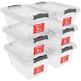 ATHLON TOOLS 6x 5 L Aufbewahrungsboxen mit Deckel, lebensmittelecht - Verschlussclips - 100% Neumaterial Plastik-Box transparent - Kleiderboxen stapelbar…