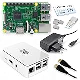 Raspberry Pi 3 B Starter-Set | Netzteil | Gehäuse | 64GB SD-Karte | HDMI Kabel 1m | USB-Kartenleser | Kühlkörper | Raspberry Pi 3 B 1GB RAM