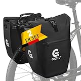 GUOOTU 2 Er Set Fahrradtasche Gepäckträger 48L,aus Tarpaulin Hinten Gepäckträgertasche mit Reflektoren, mit Tragegriff und Schultergurt(Schwarz 24L, 2er Set)