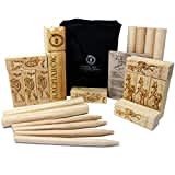 Eggcellence© Wikinger Kubb Ragnarök Edition - Spiele als Odin oder FENRIS - Schwedenschach aus Gummibaum Holz - Kubb Spiel Outdoor Holz original