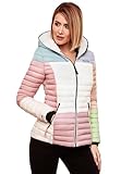 Navahoo Damen Jacke Steppjacke Übergangsjacke gesteppt Colour Blocking B841 [B841-Multikulti-Pastell-Gr.S]