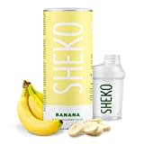 SHEKO Banane Mahlzeitersatz Shake mit Shaker - 25 cremige Bananenmilch Shakes pro Dose - Nur 200kcal & Natürlich lecker - Diät Shakes zum Abnehmen