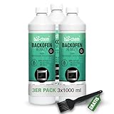 bio-chem Backofenreiniger EXTRA STARK 3x1000ml Gel Paste inkl. Pinsel I Selbstarbeitender Fettlöser für Backofen, Herd & Grill | Löst Eingebranntes ohne Aufheizen, Schrubben & Gerüche I Made in DE