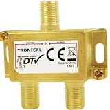 TronicXL Highend 2-Fach SAT Splitter DVBT2 DVBC Antennenverteiler Verteiler Weiche F-Buchse zb für Kabelfernsehen Unitymedia Sky Vodafone Unicable hd tauglich 4K 3D digital Satellitenverteiler 2fach