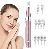 PELCAS Wiederaufladbar Dermapen Micro Needle Roller Electric Pen kabellos Anti Aging Skin Device 0-2mm Verstellbar mit 3 Stufen inkl. 10 Nadelpatrone für Falten Stretch Marks Akne Narbe Haarausfall