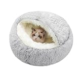 SUOXU Beruhigendes Bett für Katzen und Kleine Hunde, Katzenbett Waschbar Haustierbett,50 cm Donut Flauschig Rund Cat Bed,Weiche Kuschelbett für Den Schlaf im Innenbereich