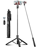 180cm Handy Stativ Ständer & Selfie Stick, Handyhalter mit Abnehmbarer Fernbedienung, Smartphone Stative, Tripod für iPhone, Handystativ Kompatibel mit iPhone Android Smartphones, Camera