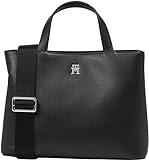 Tommy Hilfiger Damen Tasche Essential Satchel mit Reißverschluss, Schwarz (Black), Onesize