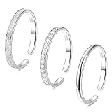 Adramata 3 Pcs Ring Silber 925 Damen Verstellbare Ringe Set Knöchelringe Einfache Silber Ringe 925 Frauen Stapelbare Fingerring Offene Ringe Daumenring Silber Ringe für Damen Geschenke für Frauen