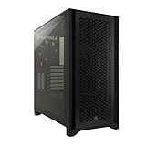 CORSAIR 4000D AIRFLOW Gehärtetes Glas Mid–Tower ATX–Gehäuse – Hohe Luftzirkulation – Kabelmanagement–System – Geräumiges Interieur – Zwei Mitgelieferte 120–mm–Lüfter – Schwarz