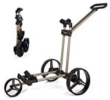 Flat Cat Golf-Trolley, 3 Rollen, Push ¤, faltbar, ohne Kraftaufwand, leicht und angenehm, anpassbar für Herren, Damen oder Kinder ab 140 cm, bronzefarben