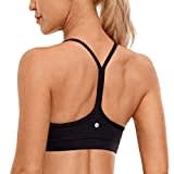 CRZ YOGA Damen Butterluxe Racerback Sport BH Gepolstert Ohne Bügel Y-Rücken Yoga BH Sommer Atmungsaktiv Spaghetti Top Schwarz S