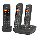 Gigaset C575A Trio - 3 Schnurlose DECT-Telefone mit Anrufbeantworter - großes Farbdisplay mit aktueller Benutzeroberfläche - Adressbuch für 200 Kontakte - Jumbo-Modus - Anrufschutz, schwarz