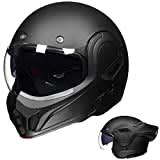 ILM Motorradhelm Integralhelm Klapphelm Fullface Helm Herren Damen ATV UTV mit 180° Umkehrbarer Kinnschutz ECE Model-B707,Schwarz Matt, XL