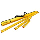 STABILA PRO SET 80 AS, 4-teiliges Wasserwaagen-Set: 120 cm / 60 cm / 30 cm/Tasche, verstärktes Alu-Profil, integrierte Rutsch-Stopper, Made in Germany, Gelb