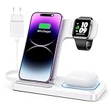 DUMTERR 3 in 1 Faltbare Ladestation für Apple Watch und iPhone iPod, Reise Ladestation für iPhone 16 15 14 13 12 11 Pro Max, Apple Wireless Charger für iWatch 10/9/Ultra/8/7/6/SE/5/4/AirPods Pro 4 3 2