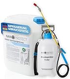 Nanoprotect Steinimprägnierung inkl. Drucksprüher | 10 L für ca. 80 – 120 m² | Vorbeugend gegen Grünbelag und Schmutz | Ideal für Pflastersteine, Beton und Naturstein