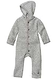 Disana WALK-OVERALL, 100% Bio-Merinowolle GOTS, IVN Best | mit Umklappbündchen | Newborn Baby Kleinkind Kind Unisex | Made in Germany | Grau Gr. 86-92