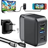 3 in 1 Switch Dock Charger Adapter für Nintendo Switch OLED, mit Typ C Netzteil PD ladekabel, 4K HDMI, USB 3.0 Anschluss, Switch TV Dockingstation, tragbares Switch Ladegerät