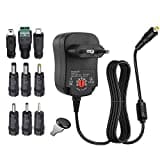 EasyULT Portable Netzteil, 12W Universal AC/DC Adapter Schaltnetzteil mit 9pcs Verschiedene Adapterköpfe, enthält Mini & Micro USB Stecker, für 3V-12V Haushaltselektronik(1000mA Max)