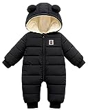 Baby Winter Overall mit Kapuze, Strampler Schneeanzug Jungen Mädchen Langarm Jumpsuit Warm Outfits Geschenk 3-6 Monate