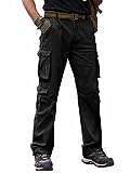 Breampot Herren Cargohose Baumwolle Baggy Chino Hosen Freizeit Outdoorhose Arbeitshose Trouser Pants (Large, Schwarz)