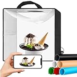 EMART Fotobox zum Fotografieren, 40x40 cm Fotostudio Lichtbox, Tragbarer Fotografie Lichtzelte 144 LED-Licht und 6 wasserdichte PVC Hintergründe für Produktfotografie, kleine Gegenstände